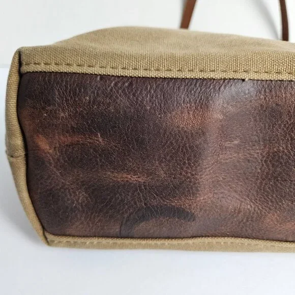 Canvas Shoulder Bag In Blue Waxed Canvas Farmers Market Tote Shoulder Bag - Picture 10 of 16